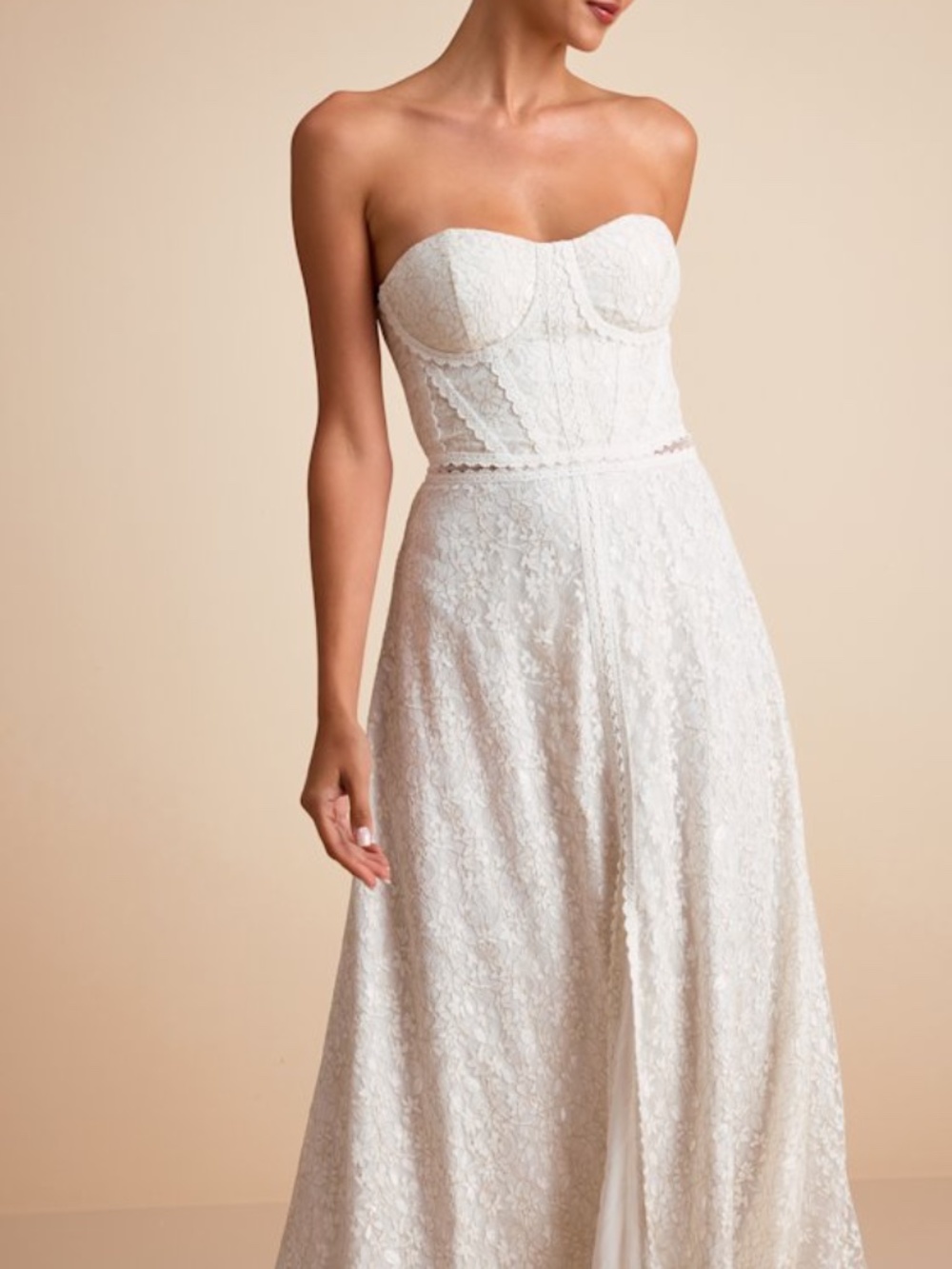 Lulus Eldoria White Lace Strapless Bustier Maxi Dress - Size S